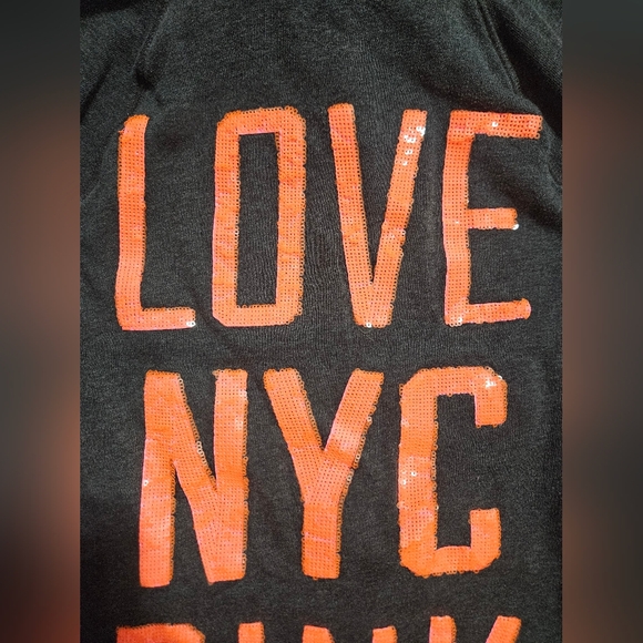 PINK VS Bling Vintage Sequin NYC LOVE PINK Full Zio Hoodie New York City - Picture 2 of 6